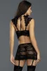 Женский черный кружевной комплект c юбкой и чулками - 2