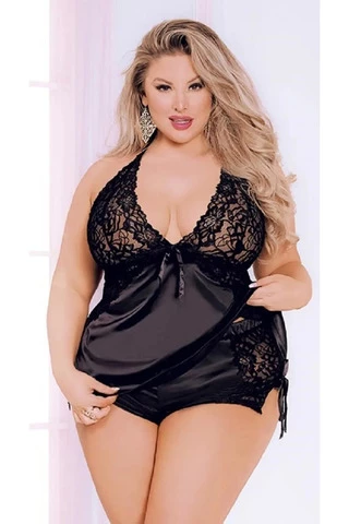 Топ и шортики с кружевом для пышных форм