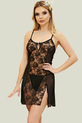 Пеньюар из кружева с сетчатыми вставками